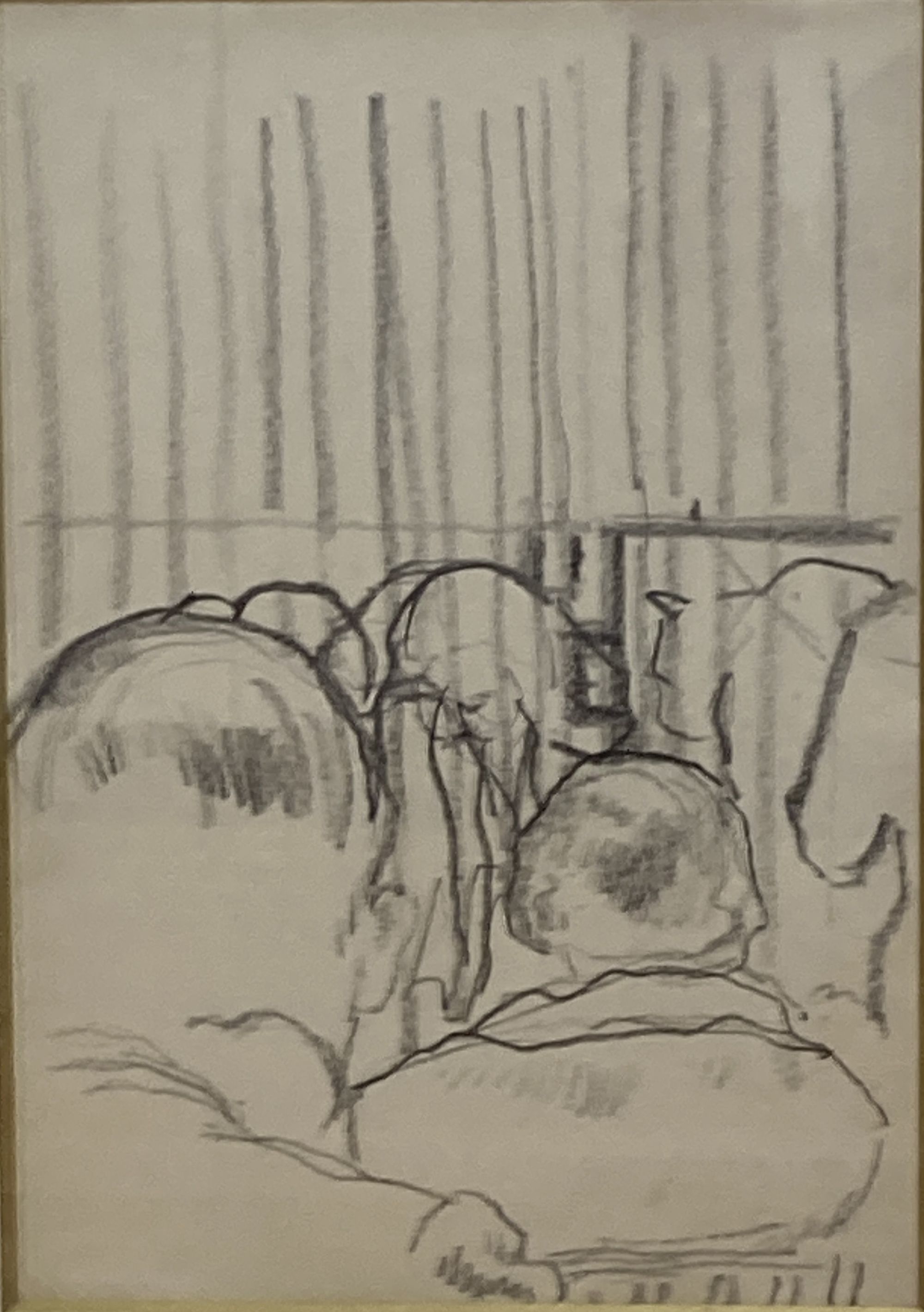 Clifford Hall (1904-1973) Audience and closed curtain 12.5 x 8.5in.